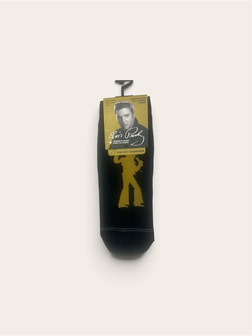 Men's Black Low-Cut Casual Socks with Gold Icon Detail